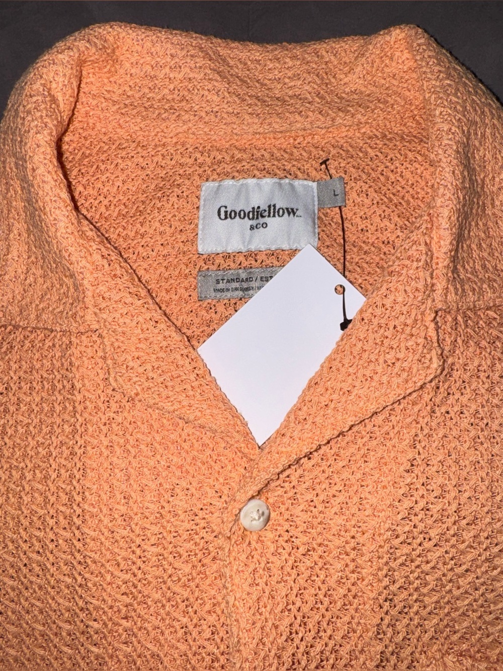 Goodfellow & Co Peach Knit Casual Button-Down Polo Shirt